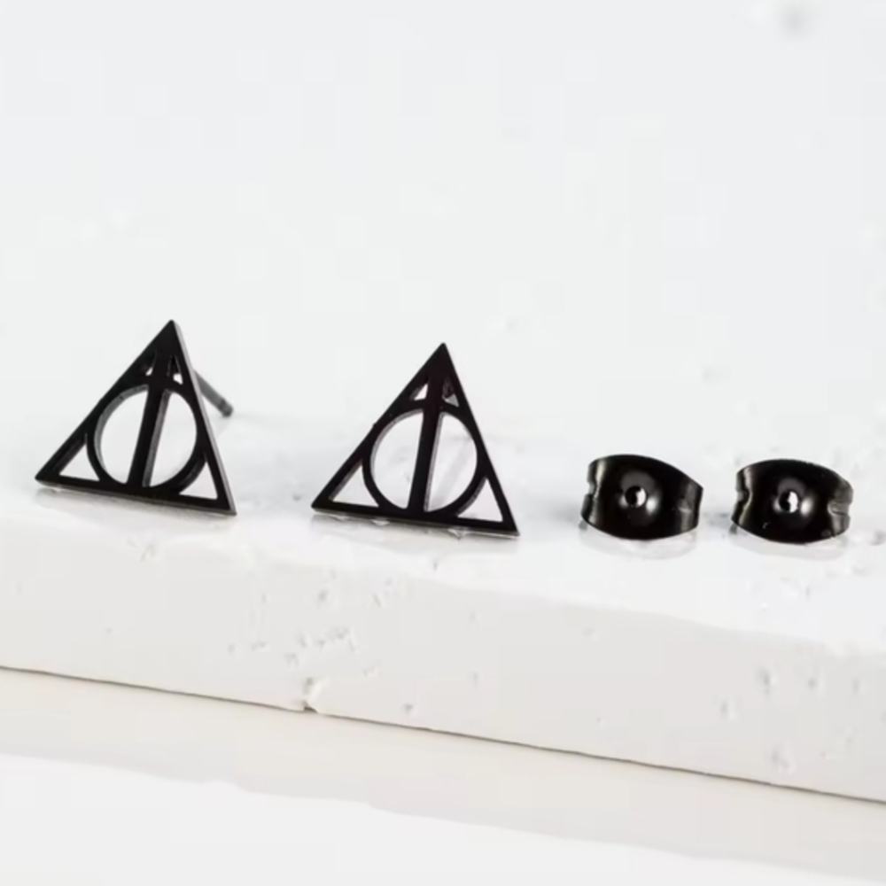 925 Sterling‎ Silver Harry Potter Deathly Hallows Hogwarts Womens Stud Earrings